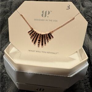 BP Rose Gold Fan Pendant Necklace with Black Accents